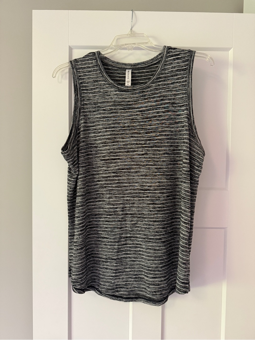 Athleta breezy tank, black and white stripe
